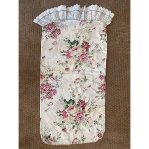 Waverly King Pillowcase Vintage Pink Rose Floral Eyelet Ruffle Luxury Percale